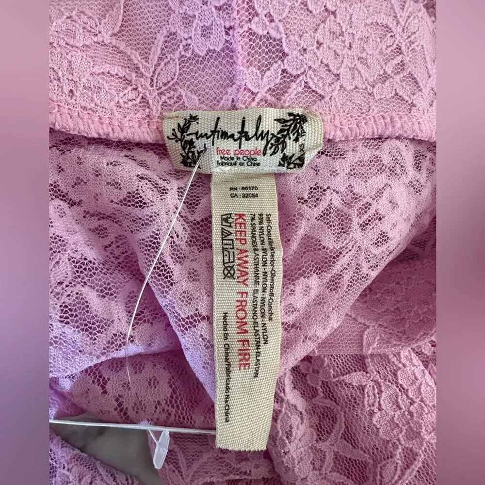 FREE PEOPLE Womens Pink Floral Sheer Lace Leggings Footless Tights Size XS - Picture 5 of 5